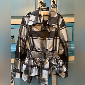 Puli Black and Gold Plaid Trench Coat